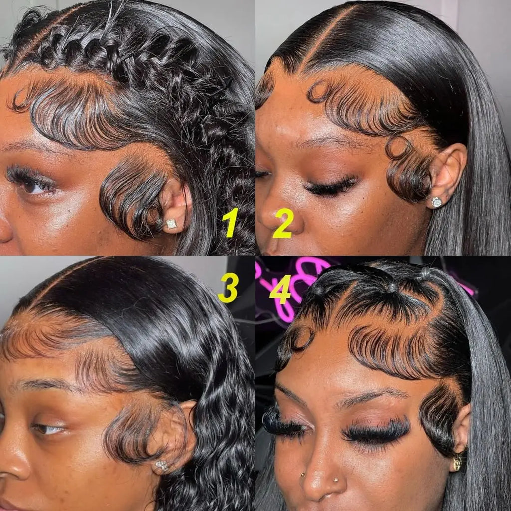 2/4pcs Transparent Lace Baby Hair Edge Stripes Human Hair Brazilian Invisible Natural Hairline for Women Reusable Hair Extension