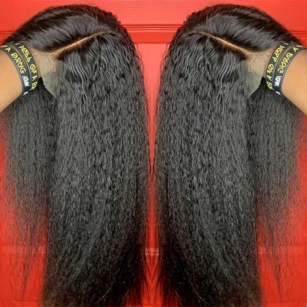 Kinky Straight 250% Density 13x4 HD Full Lace Front Human Hair Wigs Brazilian Glueless Lace Frontal Wigs Pre Plucked Women Yaki