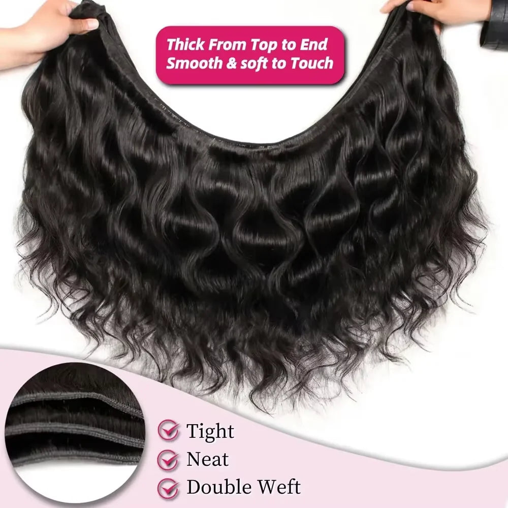 100% Hair Brazilian Weave Body Wave Hair 30 Inch Virgin 3 4 Bundles Raw Extensions Loose Water Natural Black Tissage For Women
