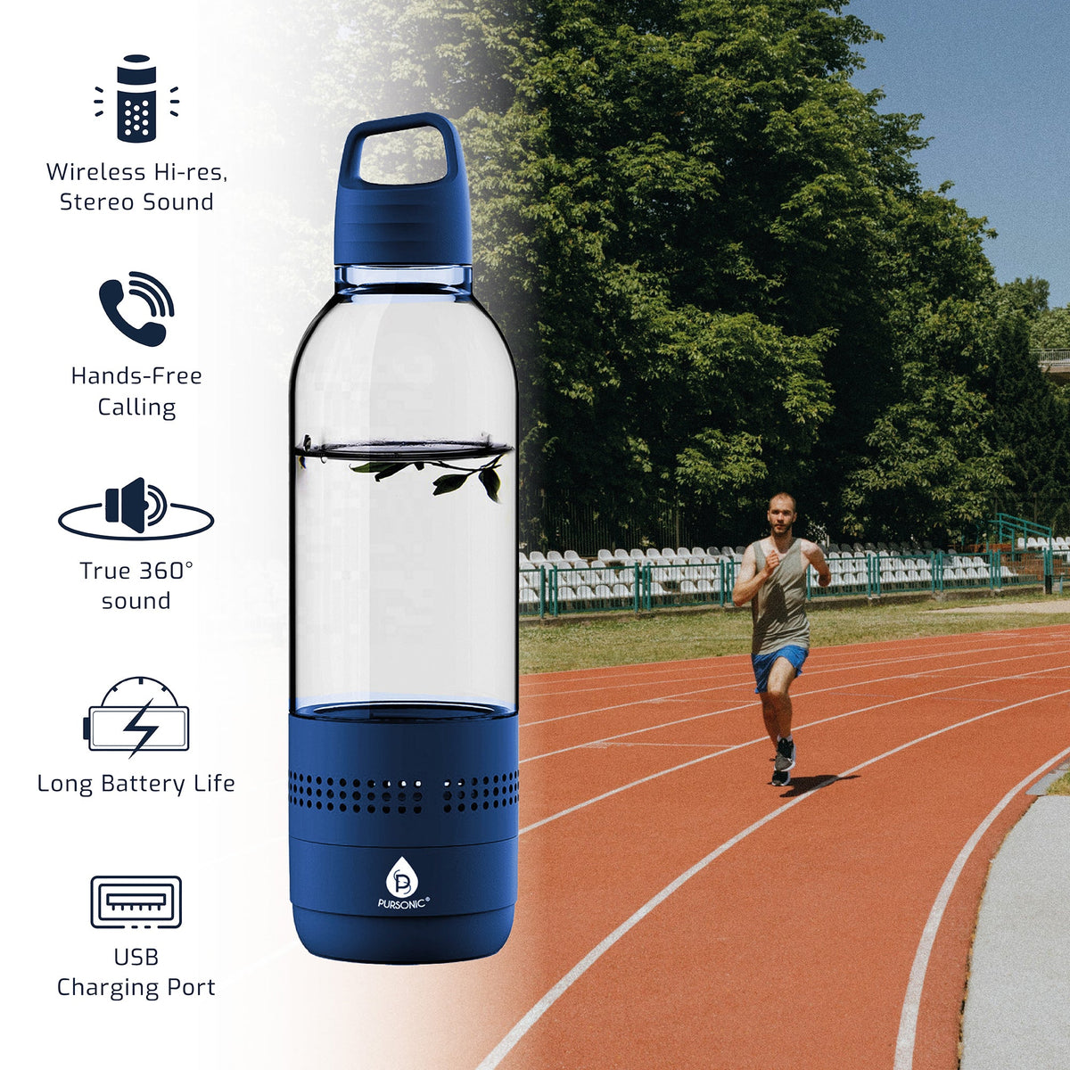 Pursonic 2-in-1 Water Bottle with Built-In Wireless Speaker