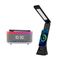 2-in-1 Charging & Illumination Set – Wireless Charging Alarm Clock Speaker + LED Desk Lamp Charger
