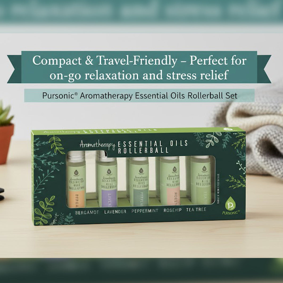 Aromatherapy Essential Oils Rollerballs (Bergamot, Lavender, Peppermint, Rosehip, Tea Tree)