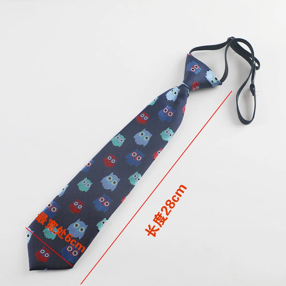 Striped Solid Cartoon Animal Silk Tie For School Boys Children Kids Baby Wedding Party Elastic Accessories New Fashion Necktie