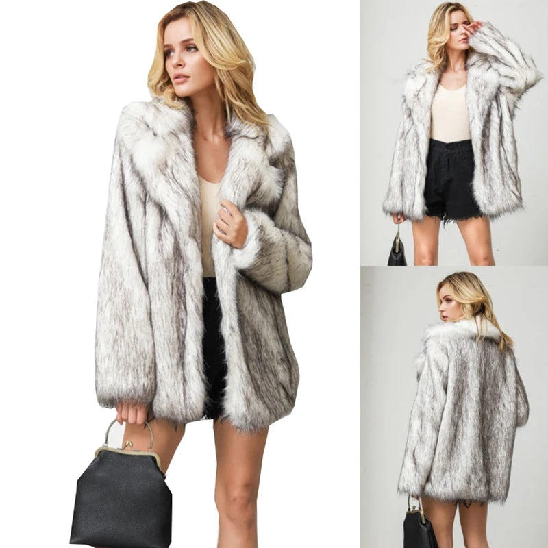 Women's fur coat imitation fox fur coat leisure warm fur coat in large European and American sizes   jacket loose cardigan top