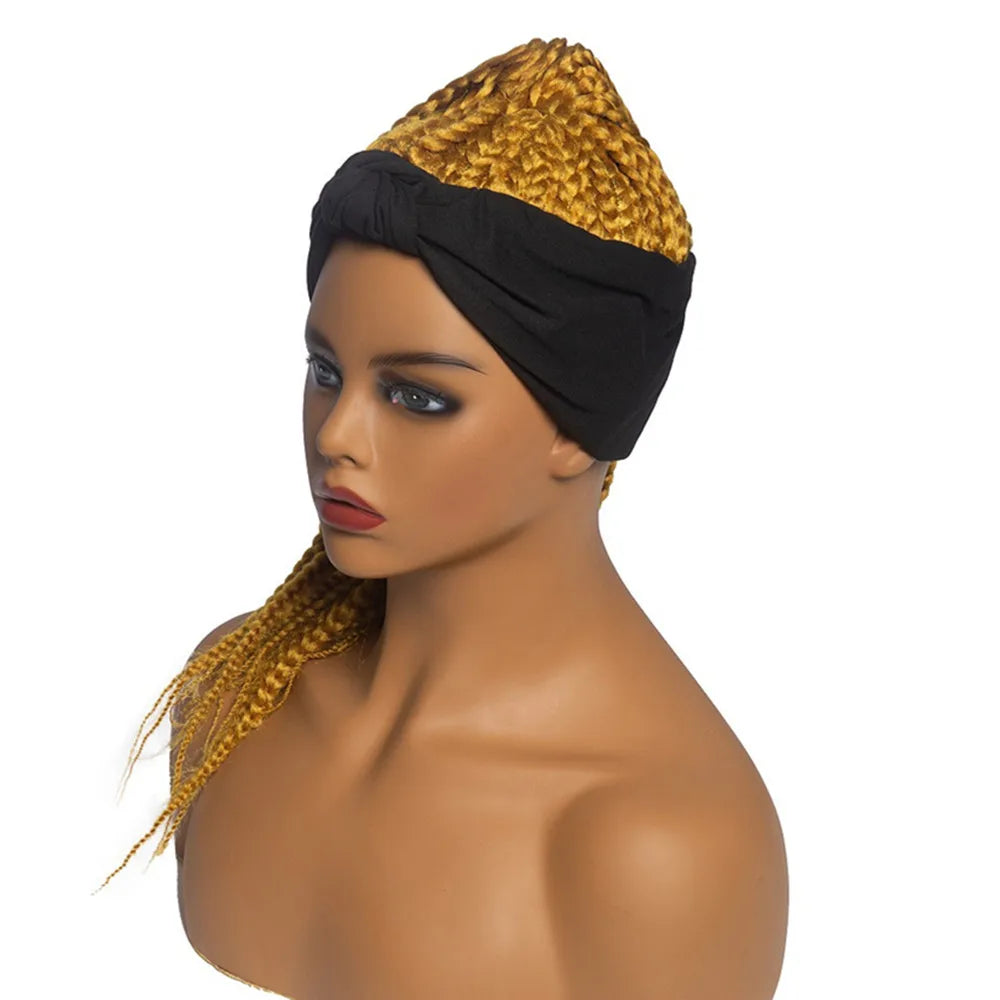 Synthetic Headband Wig Women's Dirty Braid Wigs African Braided Horsetail Hair Wigs Three Strand Braid Head Cover Chemical Fiber