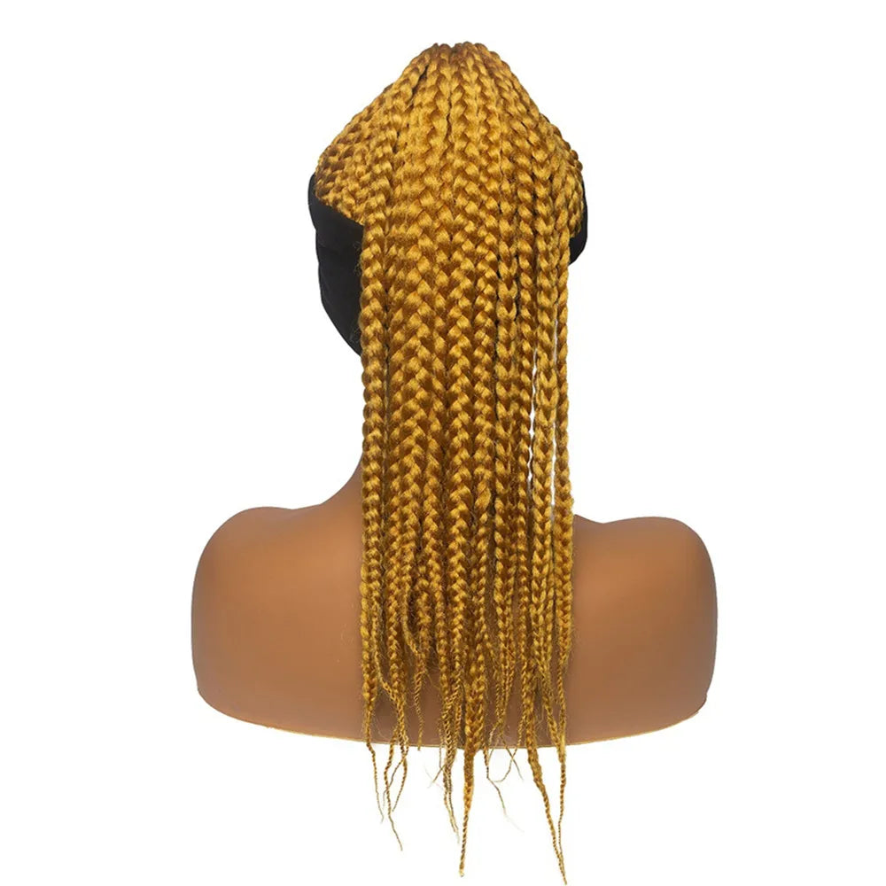 Synthetic Headband Wig Women's Dirty Braid Wigs African Braided Horsetail Hair Wigs Three Strand Braid Head Cover Chemical Fiber