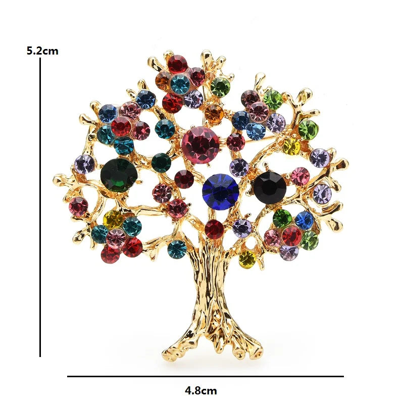 Wuli&baby Multicolor Rhinestone Tree Brooches Women Men Christmas Tree Party Office Casual Brooch Pins Gifts
