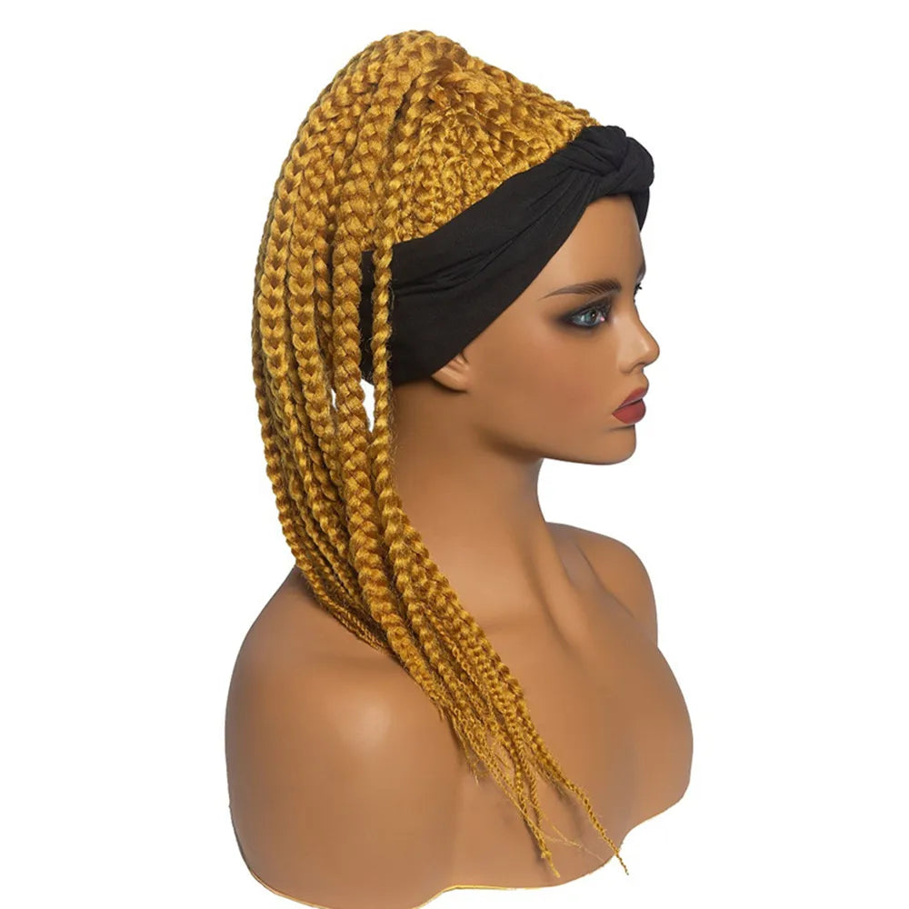 Synthetic Headband Wig Women's Dirty Braid Wigs African Braided Horsetail Hair Wigs Three Strand Braid Head Cover Chemical Fiber