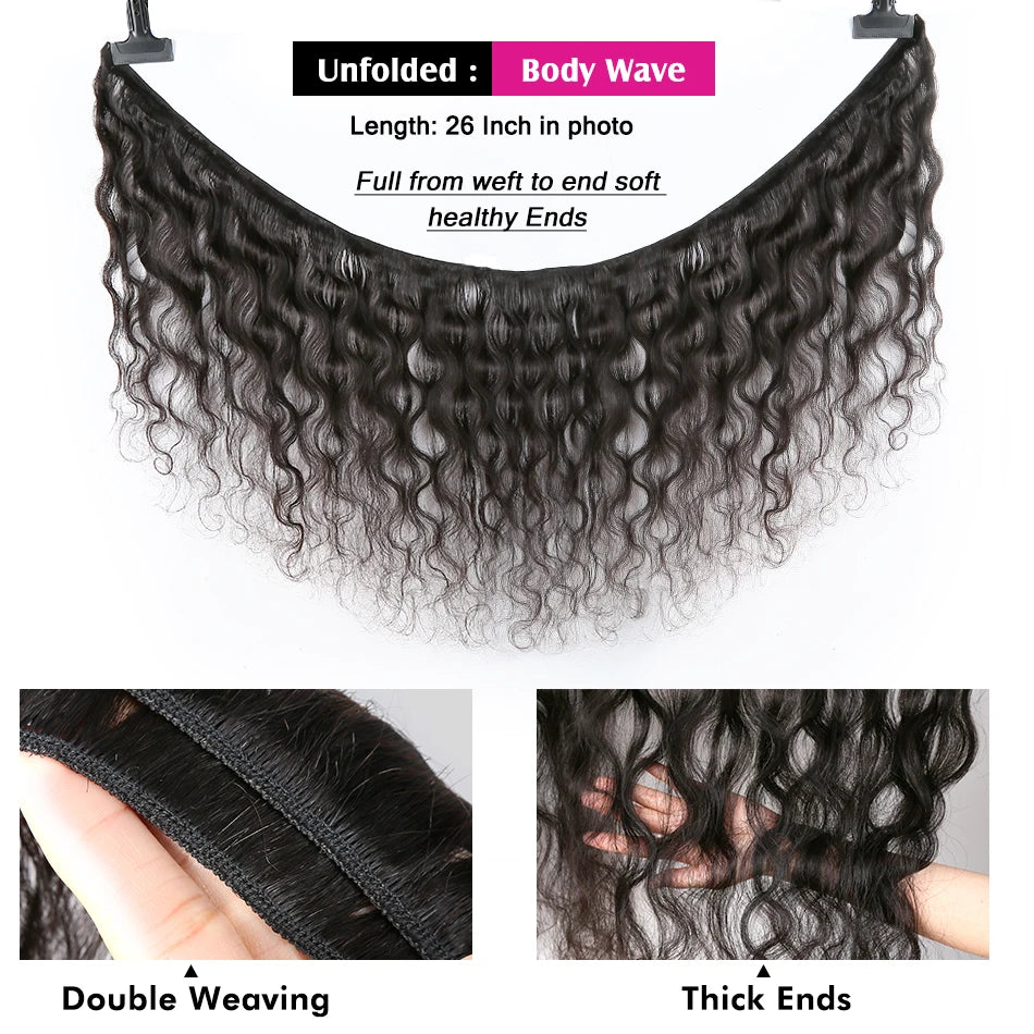 12A Peruvian Body Wave 3/4Bundles With 4x4 Lace Closure Human Hair Bundle With Lace Closure Virgin Hair Weave Extensions