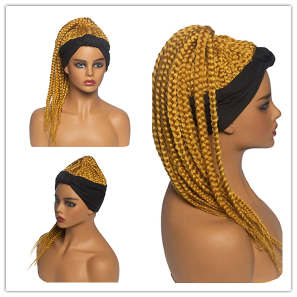 Synthetic Headband Wig Women's Dirty Braid Wigs African Braided Horsetail Hair Wigs Three Strand Braid Head Cover Chemical Fiber