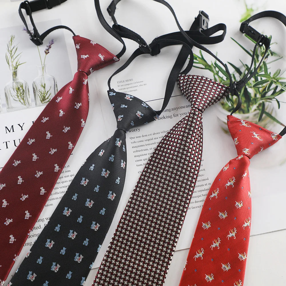 Striped Solid Cartoon Animal Silk Tie For School Boys Children Kids Baby Wedding Party Elastic Accessories New Fashion Necktie