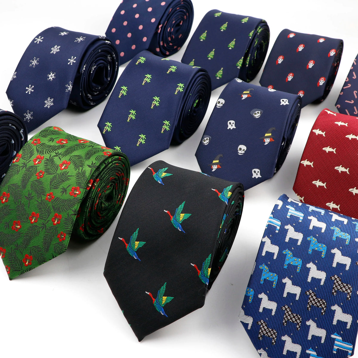 Trendy Design Men's Microfiber Jacquard Necktie Animal Plant Skull Flower Woven Tie Wedding Party Father's Day Birthday Gift