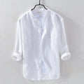 Men's Cotton Linen Shirts Long Sleeve Casual Slim Mandarin Collar Shirts High Quality Men Business Flax Dress Shirts Male TS-411