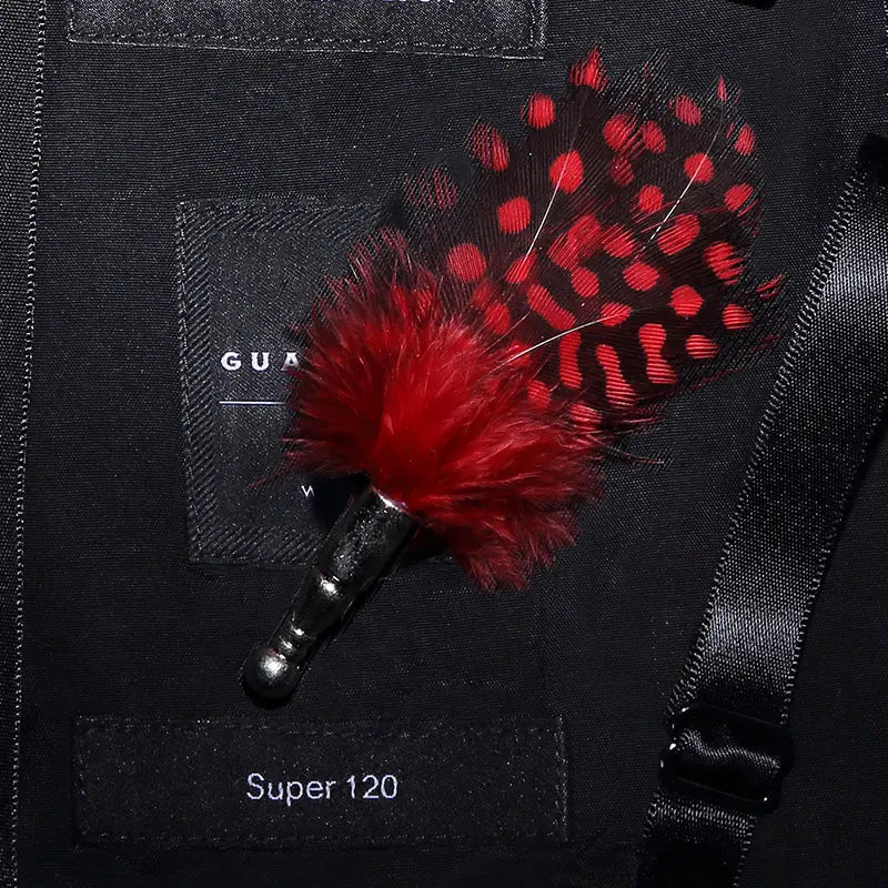 JEMYGINS 100% Feather Brooch Leaf Men and Women Jewelry Bow Tie Set High Quality Peacock Pin Wedding Show Party