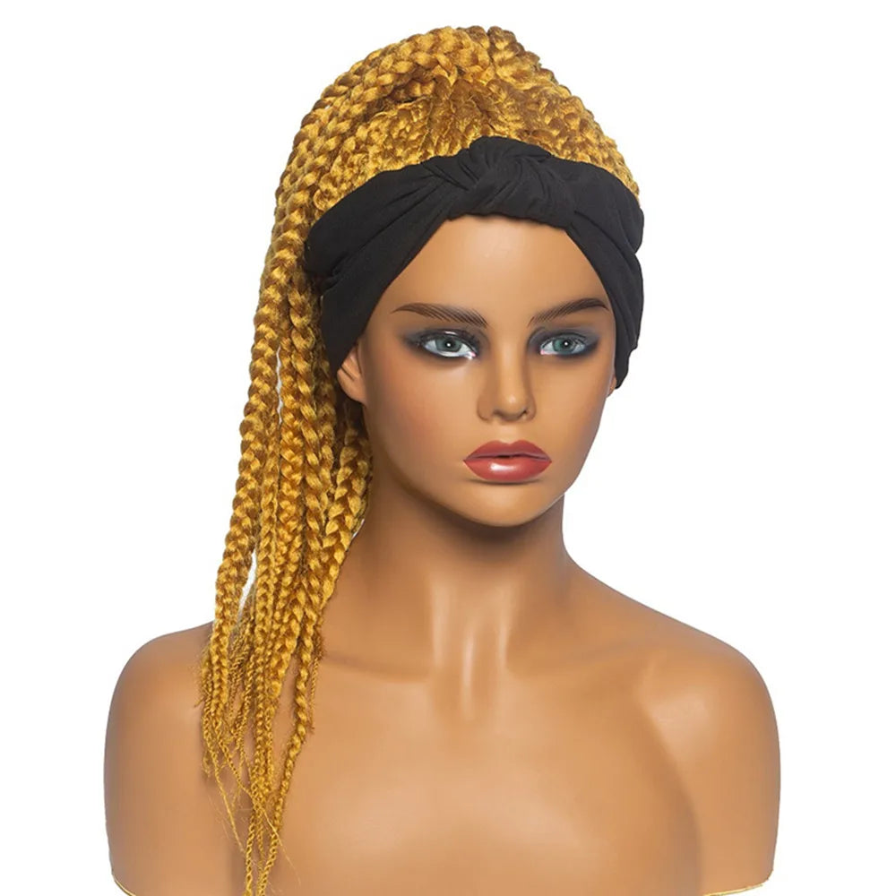 Synthetic Headband Wig Women's Dirty Braid Wigs African Braided Horsetail Hair Wigs Three Strand Braid Head Cover Chemical Fiber
