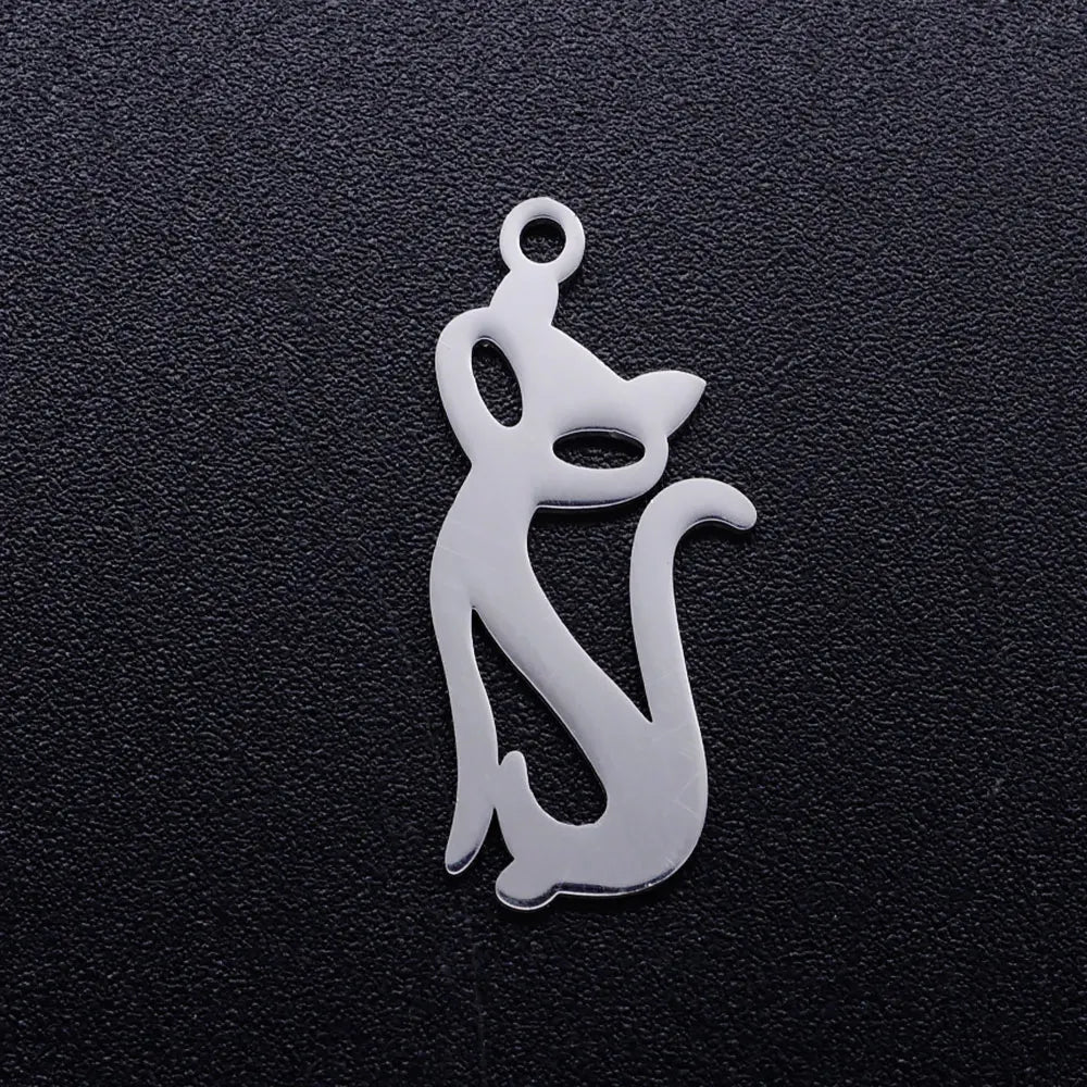 10pcs/lot DIY Peacock Swan Stainless Steel Charm Pendant Wholesale Butterfly Dragonfly Cat Jewelry Bracelet Connector Charms