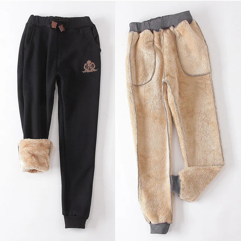 Cotton Women's Velvet Pants 2020 Fashion Autumn Winter Warm Women's Trousers Casual Lamb Fur Harem Pants Eembroidery Sweatpants