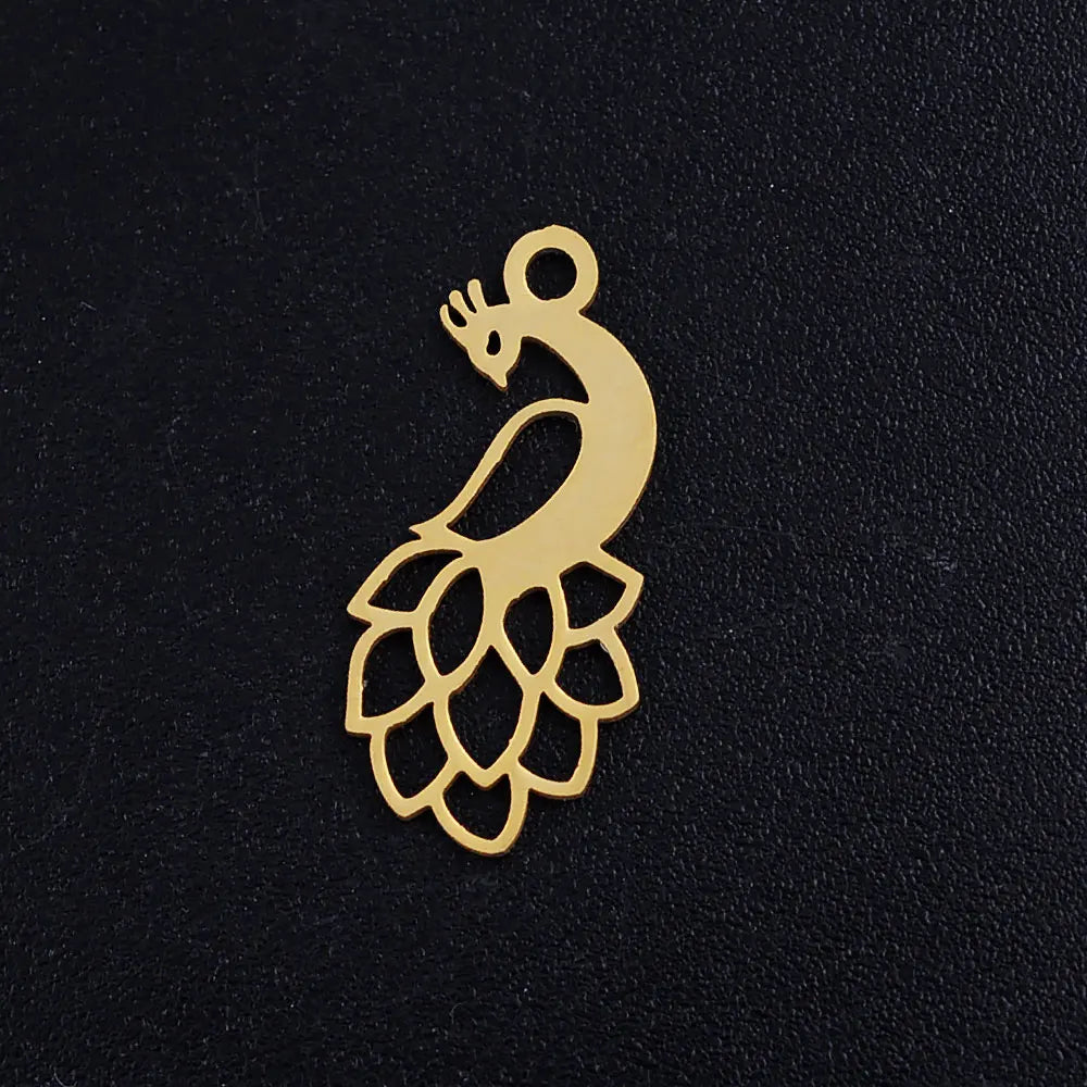 10pcs/lot DIY Peacock Swan Stainless Steel Charm Pendant Wholesale Butterfly Dragonfly Cat Jewelry Bracelet Connector Charms