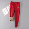 Cotton Women's Velvet Pants 2020 Fashion Autumn Winter Warm Women's Trousers Casual Lamb Fur Harem Pants Eembroidery Sweatpants
