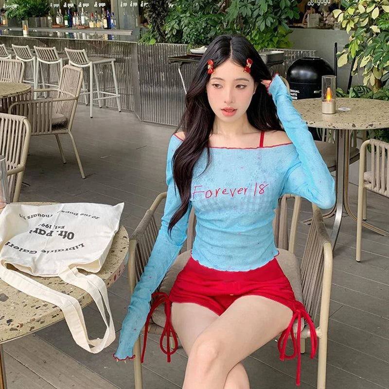 Women's Y2K Bikini Set Dopamine Dressing Two Piece Swimwear with Cover-Up Pure Sexy Bathing Suit Summer Beachwear Swim Dress
