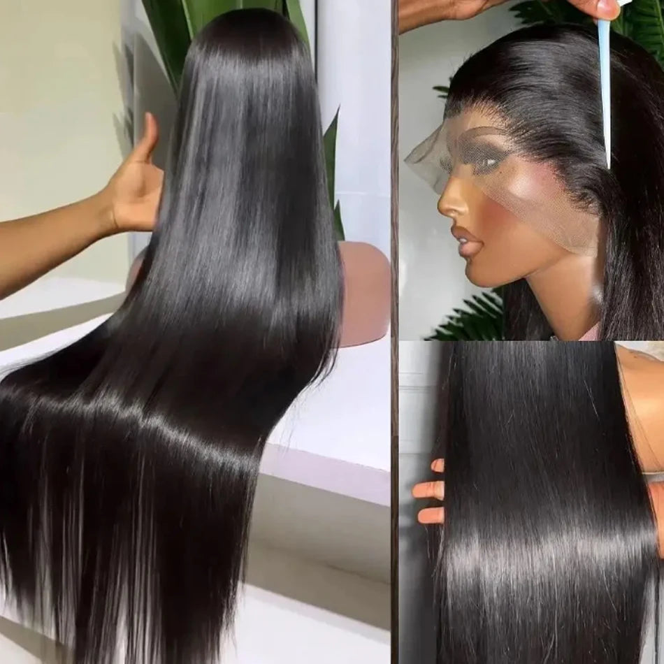 13X6 HD Transparent Lace Front Human Hair Wig 13x4 Straight Frontal Wig Pre Plucked 250 Density HD Lace Closure Wig Indian