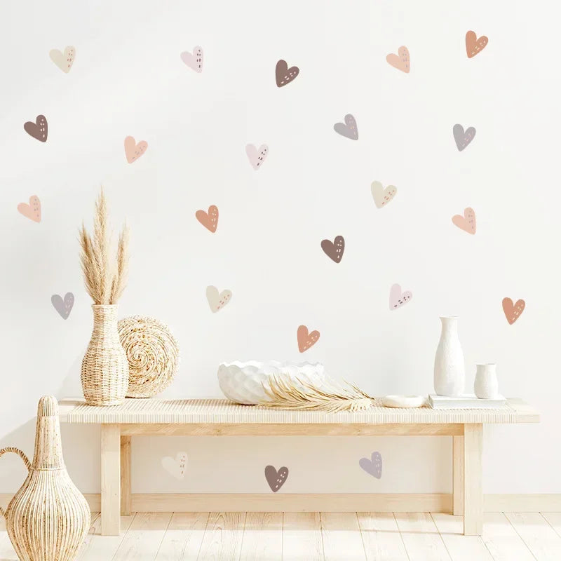 24pcs Heart Wall Sticker for Kids Room Baby Boy Baby Girl Room Decoration Wall Decals Living Room Bedroom Wall Decor Stickers