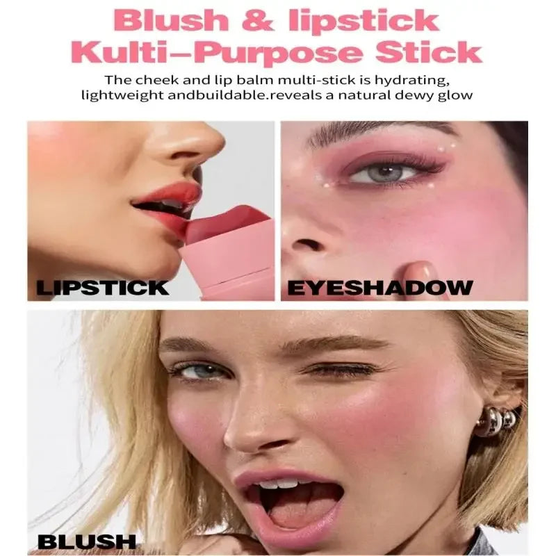 Multifunctional Cream Blush Stick Silky Lip Cheek Blusher Natural Blend Long Lasting Waterproof Portable Makeup Compact Trendy