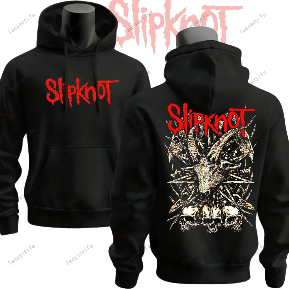Winter Vintage Slipknots Prepare for Hell Tour Black Hoodies Heavy Metal Rock Band Men Hip Hop Aesthetic Sweatshirt Men Clothing