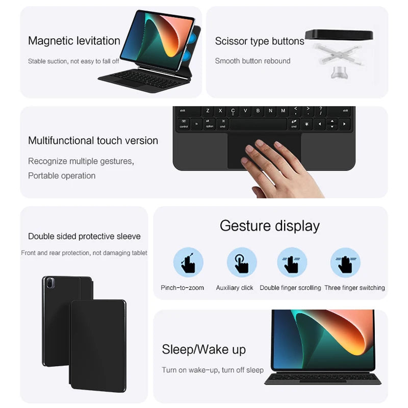 Magic Keyboard For XiaoMi Pad 5 Pro 11 Inch Mi Pad 5 MiPad 5/5 Pro 2021 Smart Case Folio Multi-touch Trackpad Backlight Keyboard