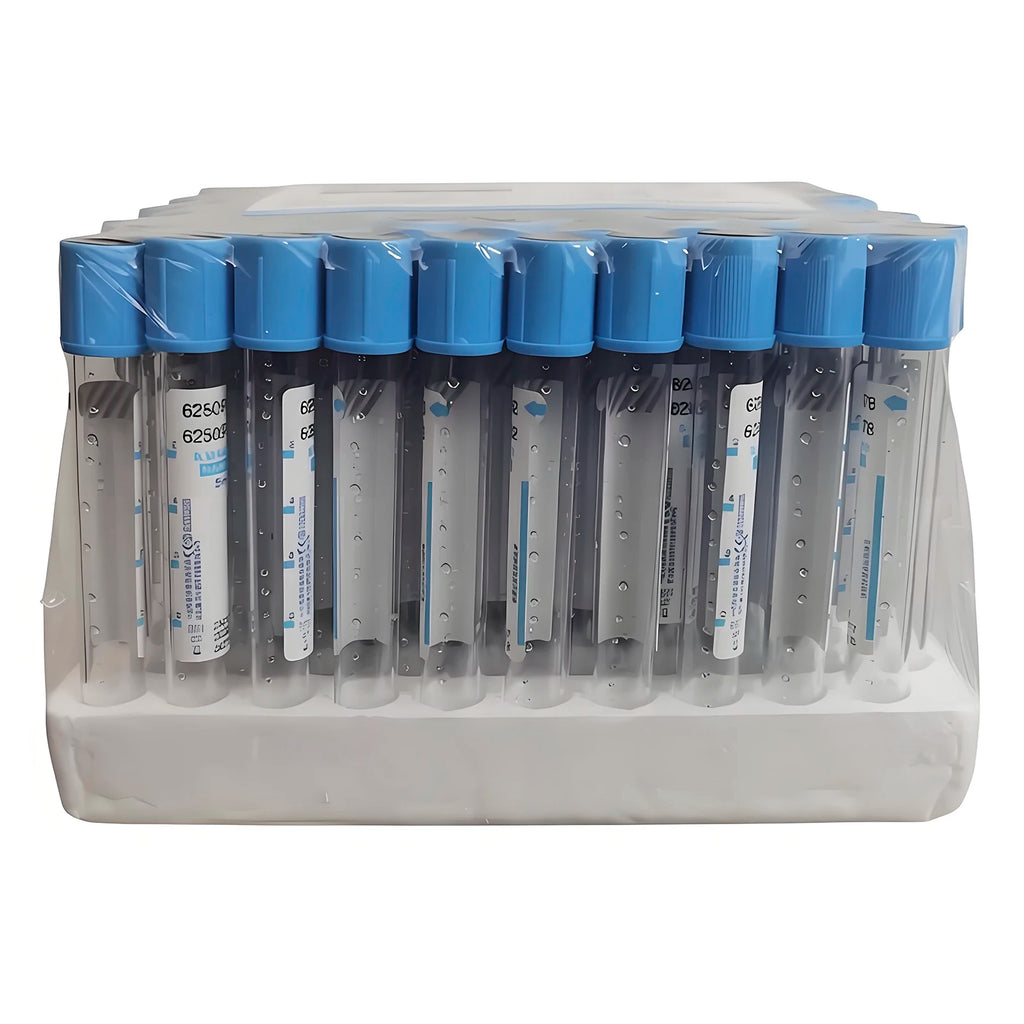 100Pc Blood Collection Coagulation Sodium Citrate Plastic Tube Sterile Negative Pressure Vacuum Blue Cap Anticoagulant Tube