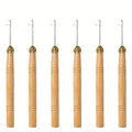 Hair Extensions Beads Tools Kit Extensions Micro Pulling Needle Wood Hair Hook with Tongue Hair Crochet Hook