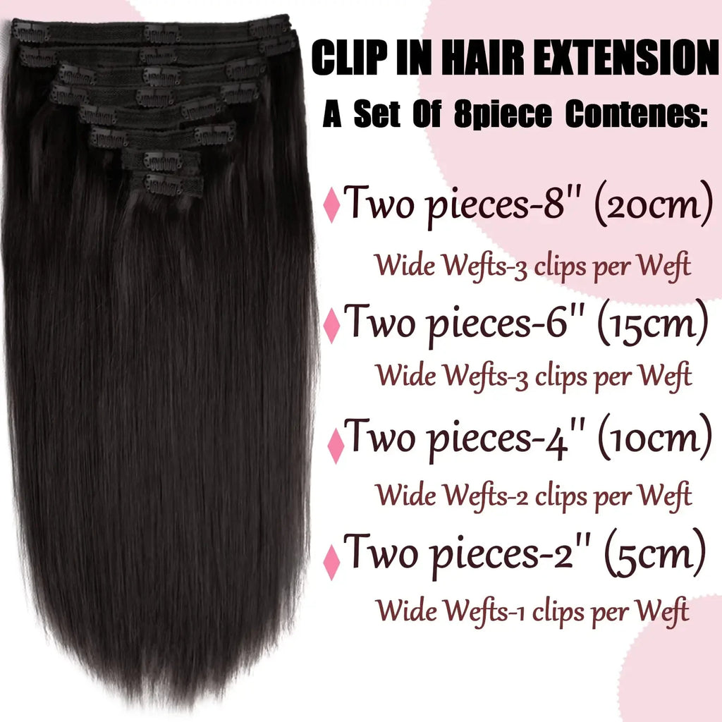 Clip In Hair Extensions Human Hair Brazilian Straight Clip In Natural Black Color Clip Ins Remy Hair 20 22 24 26 Inch 4# Women