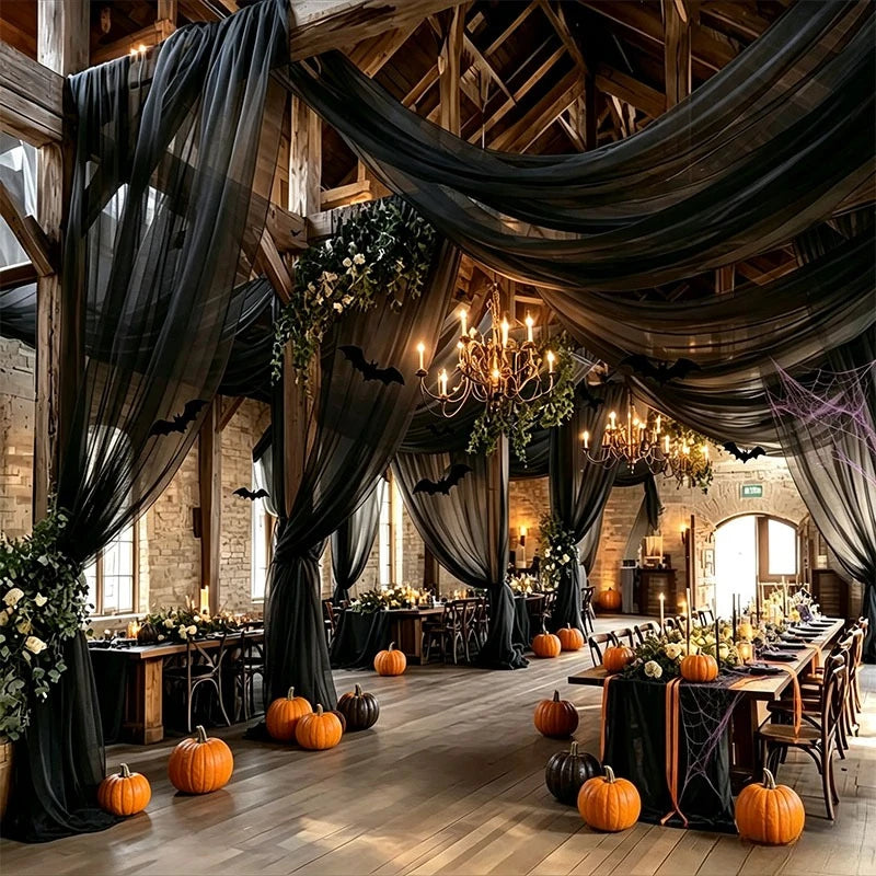 5000cm Halloween Decoration Black Creepy Gauze Cloth DIY Window Table Door Net Spooky Fancy Dress Party Haunted House Wall Decor