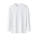 Men's Solid Color round Neck Long Sleeve T-Shirt Cotton Summer Comfortable Breathable Casual Top in Various Colors