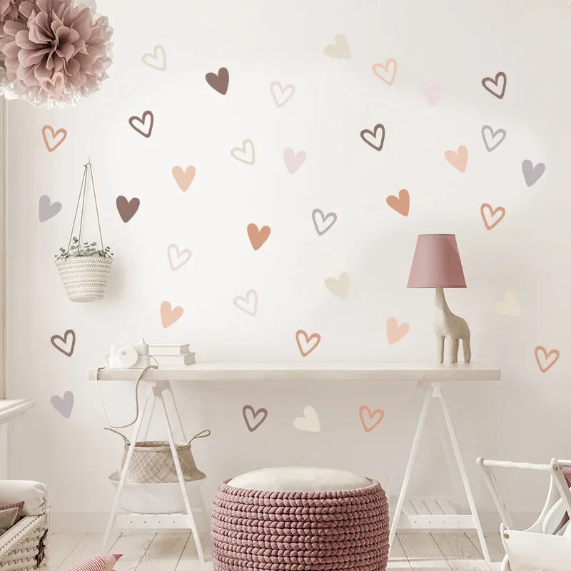 24pcs Heart Wall Sticker for Kids Room Baby Boy Baby Girl Room Decoration Wall Decals Living Room Bedroom Wall Decor Stickers
