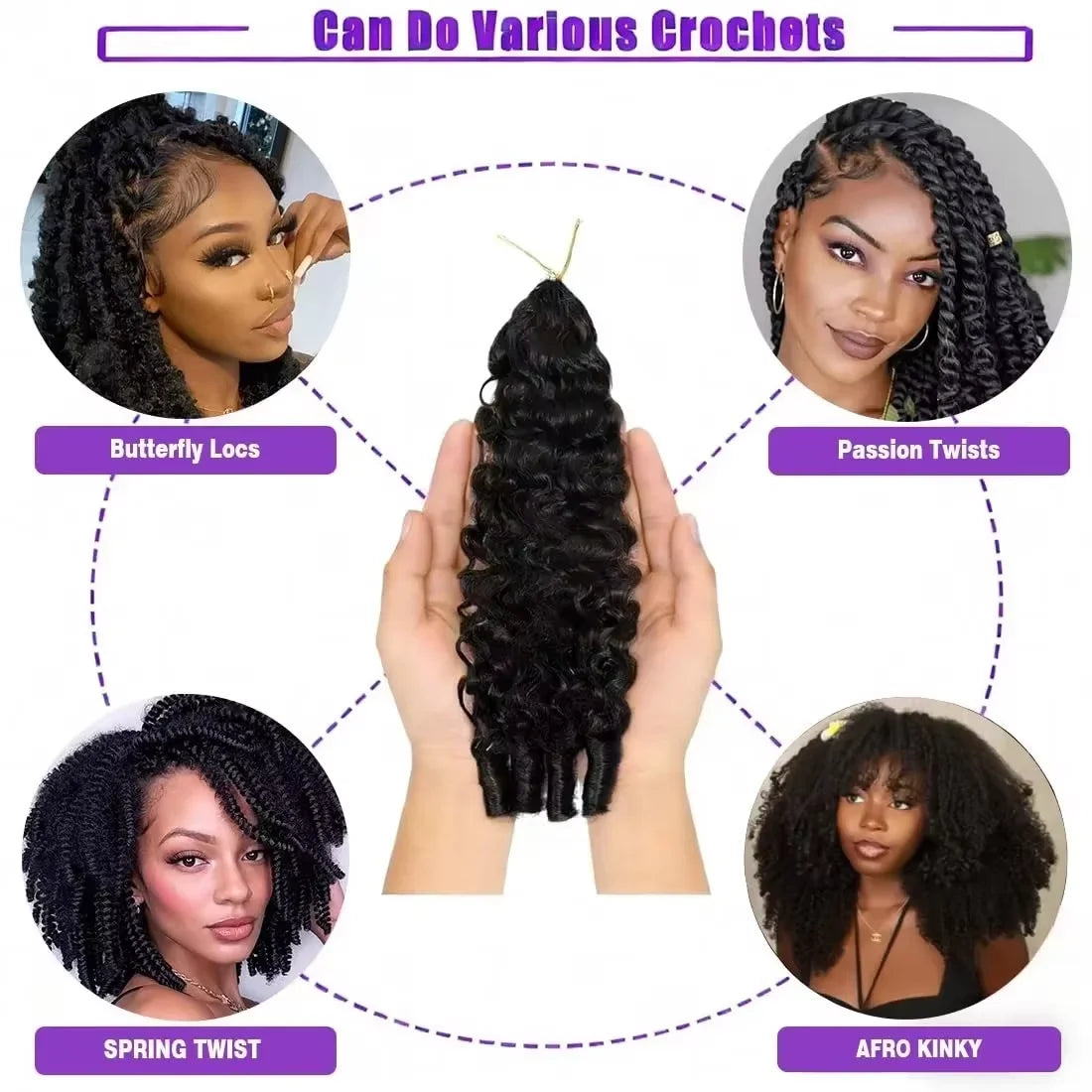 Slikwave Burmese Curly Knotless Pre-Separated Human Hair Crochet Real Water Wave Human Hair Extensions Natural Color For women