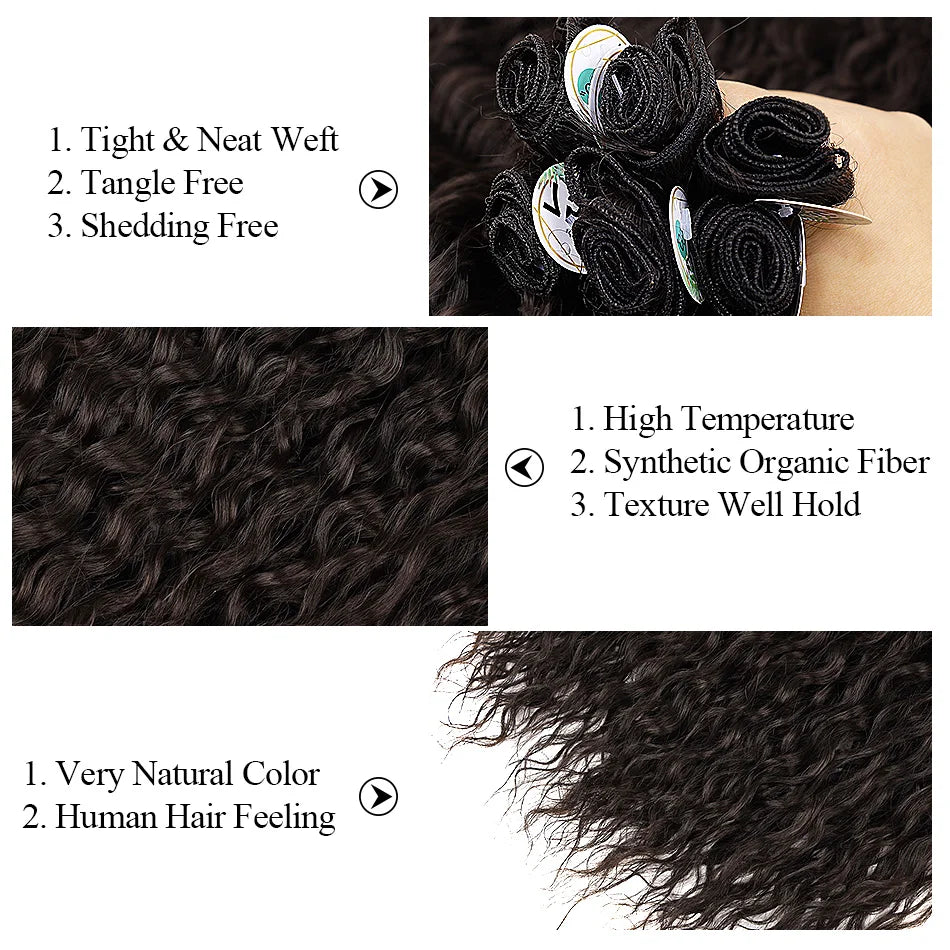 Synthetic Kinky Curly Hair Bundles Long Jerry Curly Hair Weave Lindona Hair Extensions Organic Ice Silk High Quality Weaving