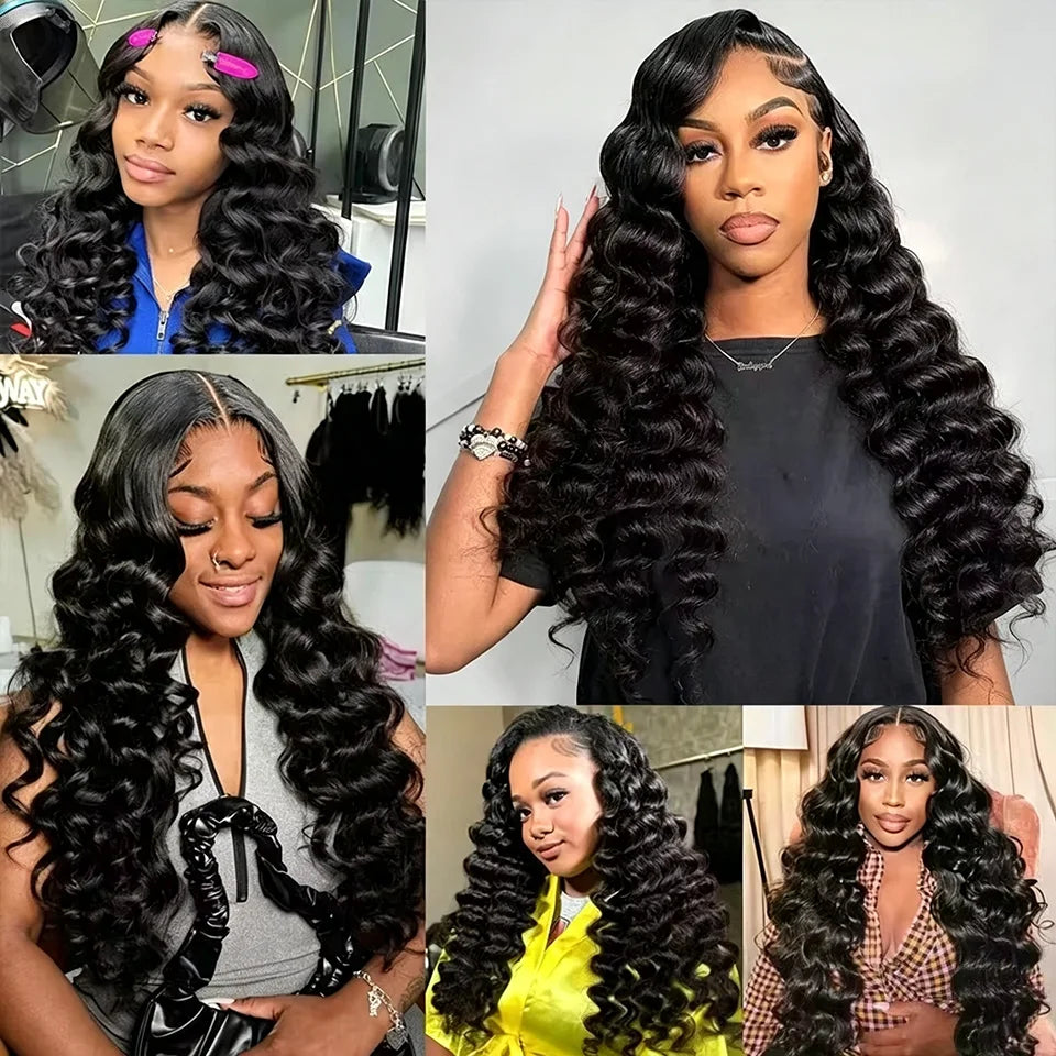 32 Inch Loose Deep Wave  Human Hair Bundles Brazilian Virgin Raw Curly Hair 1 3 4 Bundles Deep Wave Extensions Double Weft