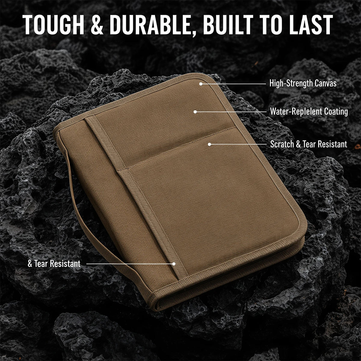Tactical A5 Notebook Cover EDC Organizer Journal Case Zippered Sketchbook Waxed Canvas Cover with Pen Holder for Outdoor Hunting