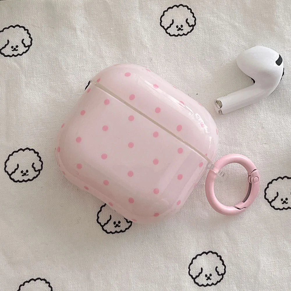 Cute Fresh Pink Green Polka Point Shockproof Protective Cover For AirPods 1 2 3 4 5 Pro Soft Couple Bow Case with Charm Pendant