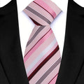 8cm New Men's Tie Brown Blue Red Printed Fashion Classic Polyester Stripes Necktie For Designer Business Wedding Accessory Gift