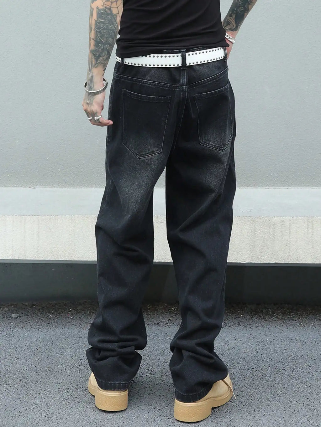 Vintage Men Y2K Baggy Denim Jeans for Men Fashion Casual Pants Streetwear Denim Hip Hop Wide-Leg Straight Casual Trousers