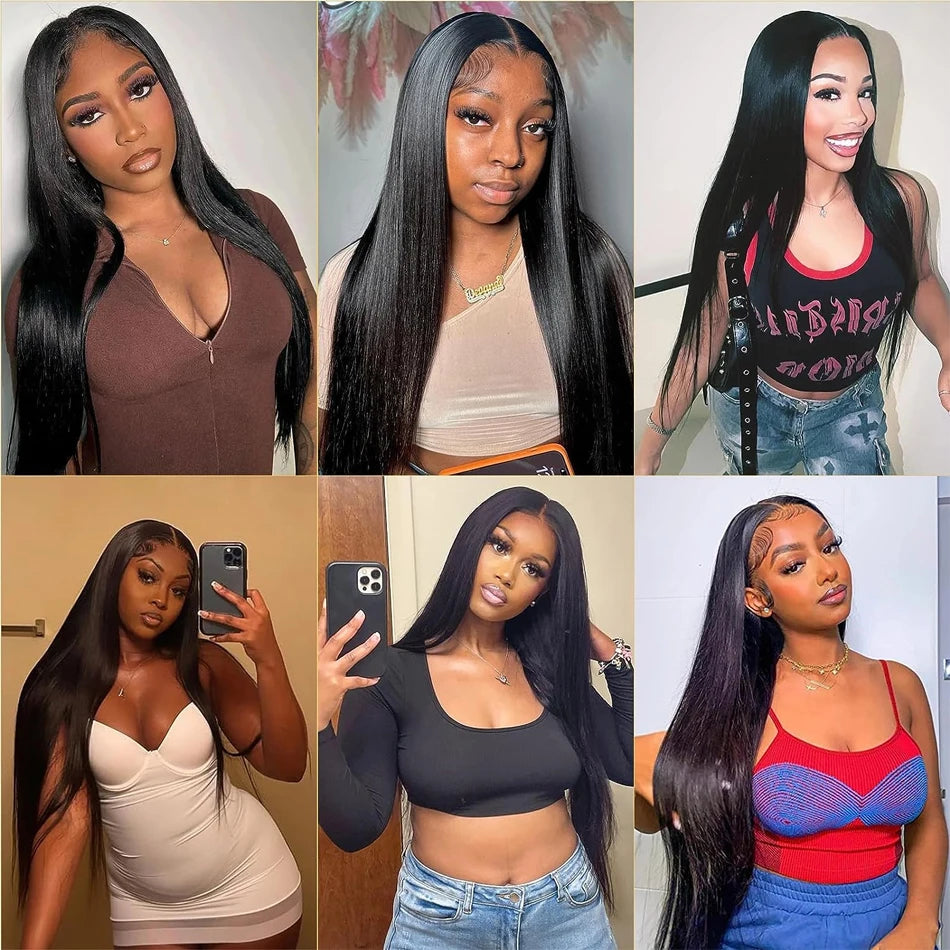 13X6 HD Transparent Lace Front Human Hair Wig 13x4 Straight Frontal Wig Pre Plucked 250 Density HD Lace Closure Wig Indian