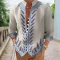 Flower, Digital Printing, Fashion Trend, Street Outdoor, High-Quality and Comfortable Men's Linen Short Sleeved Casual Shirt