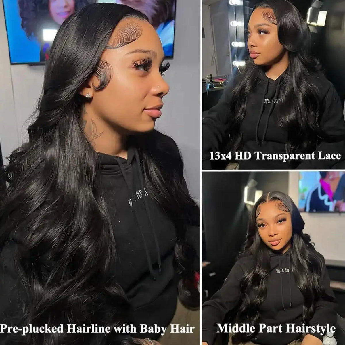 Brazilian Body Wave Human Hair Wigs 13x6 13x4 HD Transparent Lace Front Wig Natural Black Pre Plucked Hairline Lace Frontal Wig