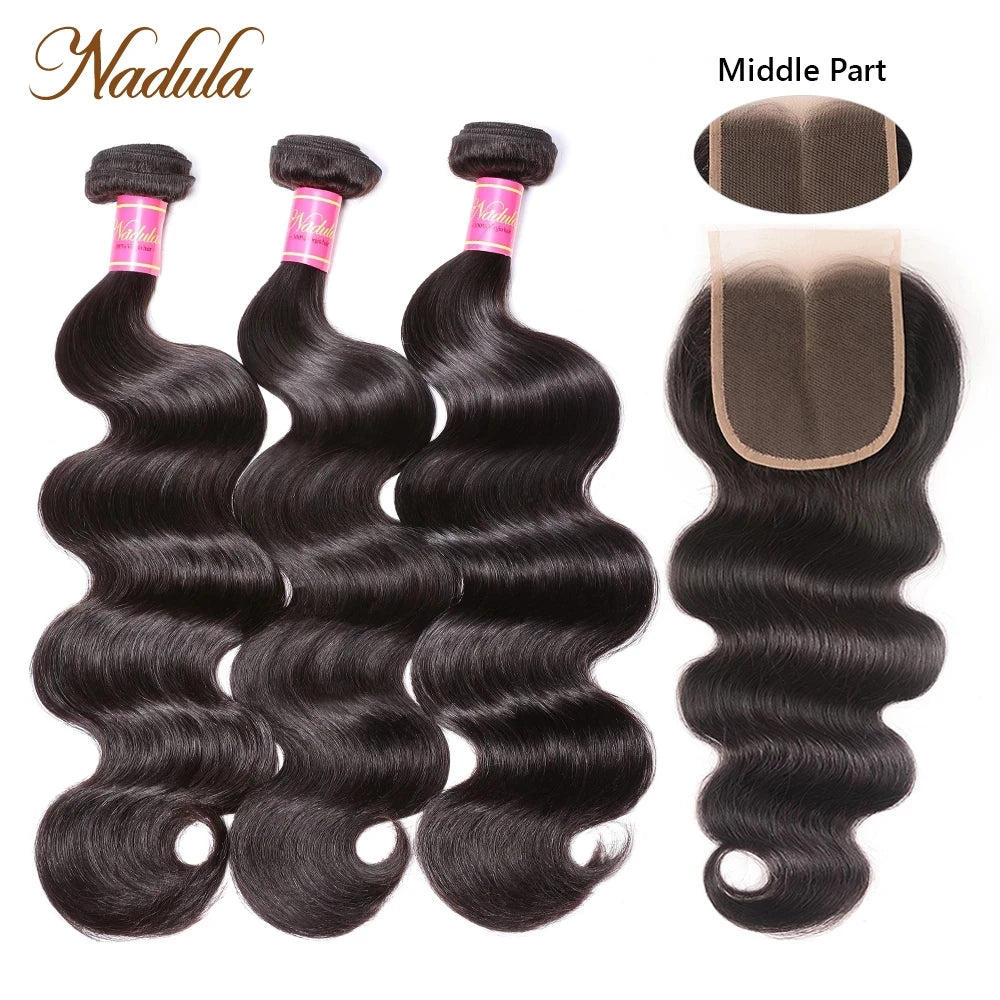 Nadula Hair Hd Lace Closure Brazilian Body Wave Bundles With Closure 4x4 Lace Closure Brazilian Hair Weave Bundles With Closure