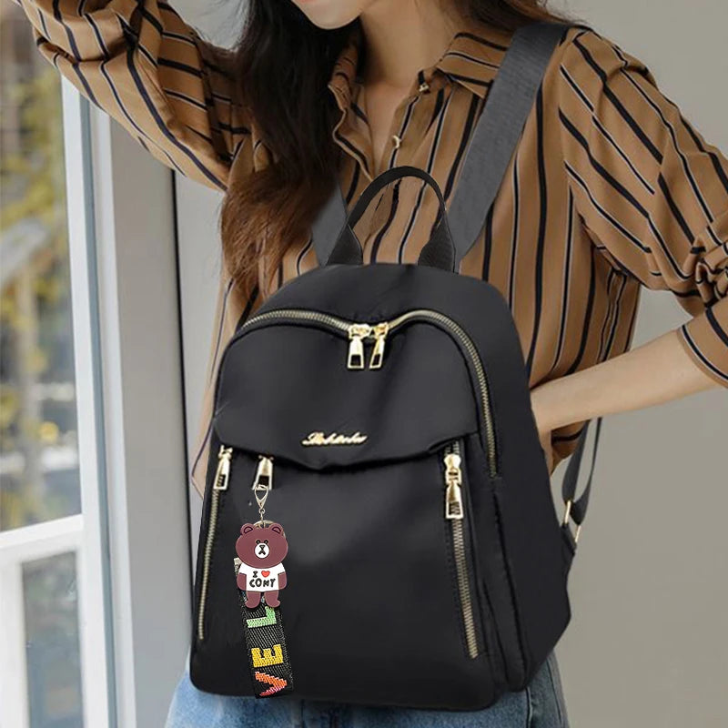 Chic Minimalist Motorbike Backpack Soft Nylon Fabric, Compact Fashion Rucksack for Outdoor Leisure Weekend Short Trips