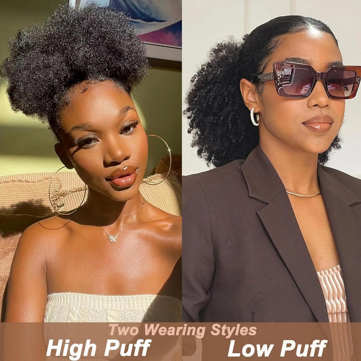Synthetic Afro Puff Drawstring Ponytail Extension for Black Women Short Afro Curly Clip On Kinky Drawstring Bun