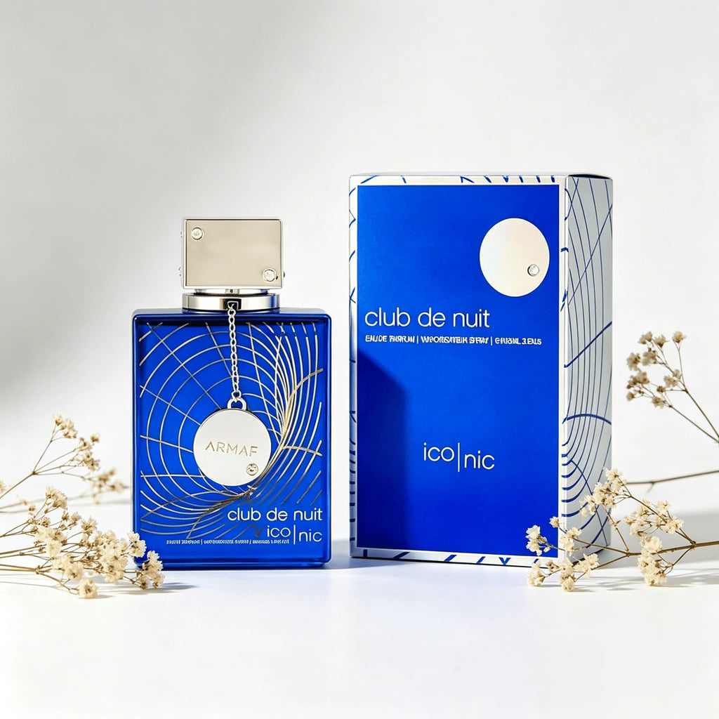 Armaf Club De Nuit Iconic Eau De Parfum 105ml Long Lasting Fresh Aquatic Woody Citrus Fragrance Men Perfume Transparent Blue Square Bottle Night Club Masculine Scent Holiday Gift for Him