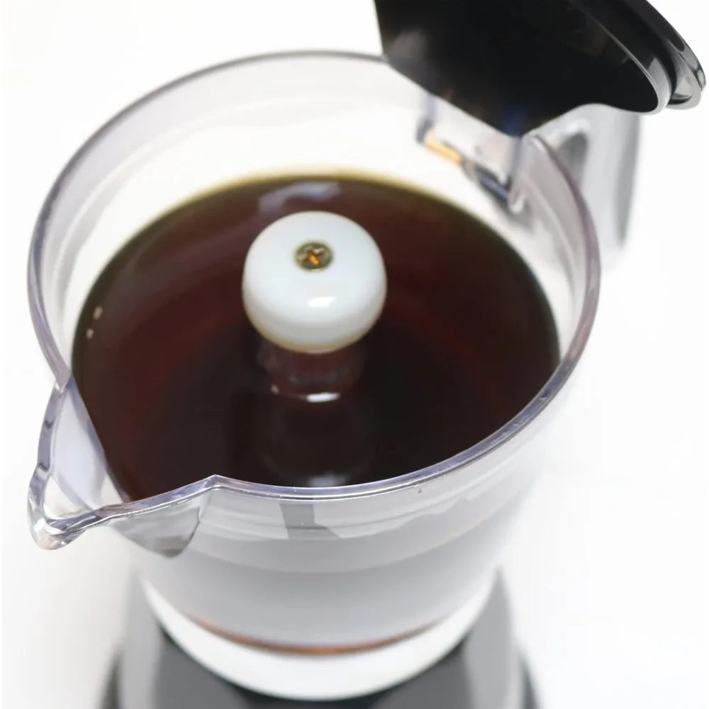6 Cup Electric Espresso Coffee Maker Portable Moka Pot Detachable Base Overheat Protection Gift for Home Travel